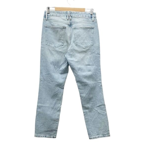 NEW Good American Jeans Good Classic Straight Distressed Light Blue636 Size 28 - Picture 3 of 13